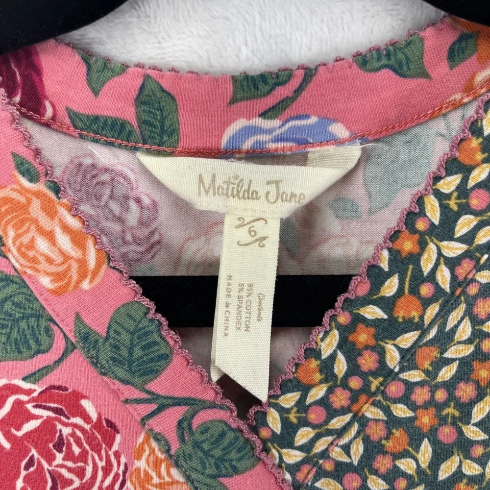 Matilda Jane Fall Bouquet Faux Wrap Dress Girls 6 Sleeveless Floral Garden